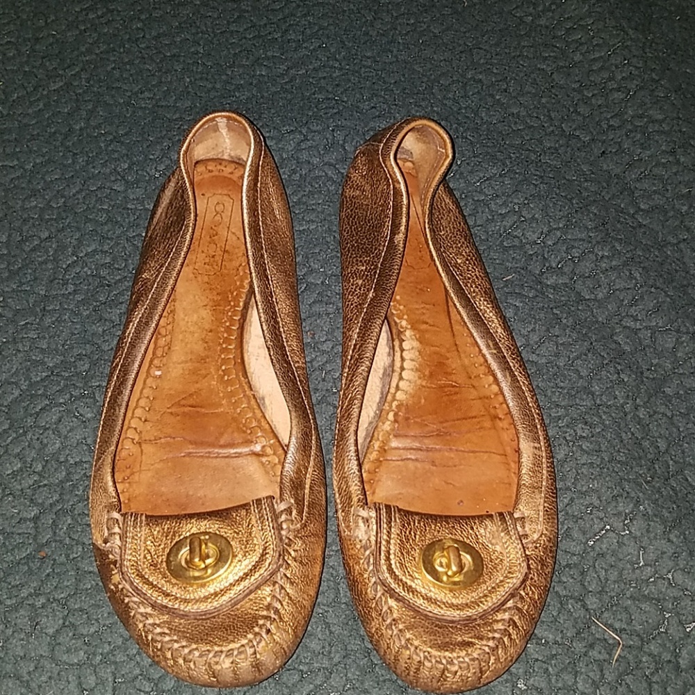 Gold Leather Coach shoes